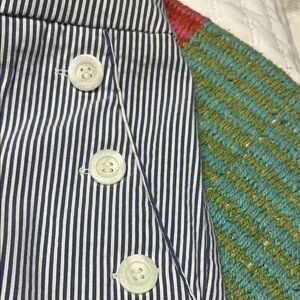 Women's Counterparts seersucker Blue Striped women's capris